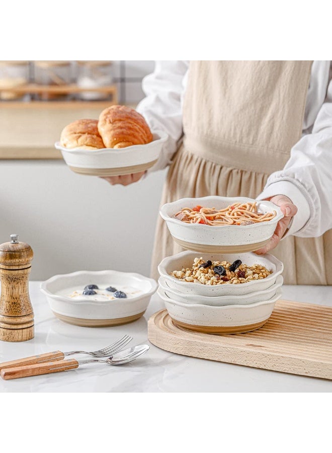 HVH Ceramic Pot Pie Pans Set of 6, 6 Inch Pie Pan, Mini Pie Tins for Dessert Kitchen, Non-Stick Pot Pie Dishes with Ruffled Edge, Pot Pie Baking Dishes, Farmhouse Style (White) - Image 2